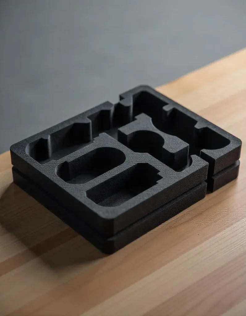 A protective packaging solution featuring custom-shaped foam inserts for secure and damage-free storage.
