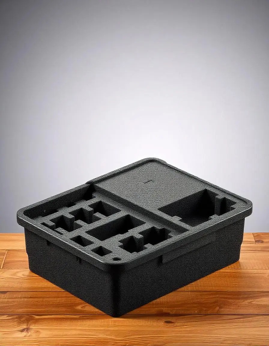 Custom foam packaging solution with unique shapes for secure product protection.